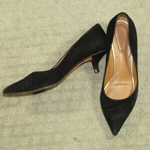 Givenchy BLACK GENUINE LEATHER SUEDE HIGH HEEL POINTED CLASSIC PUMP SHOES Sz 37